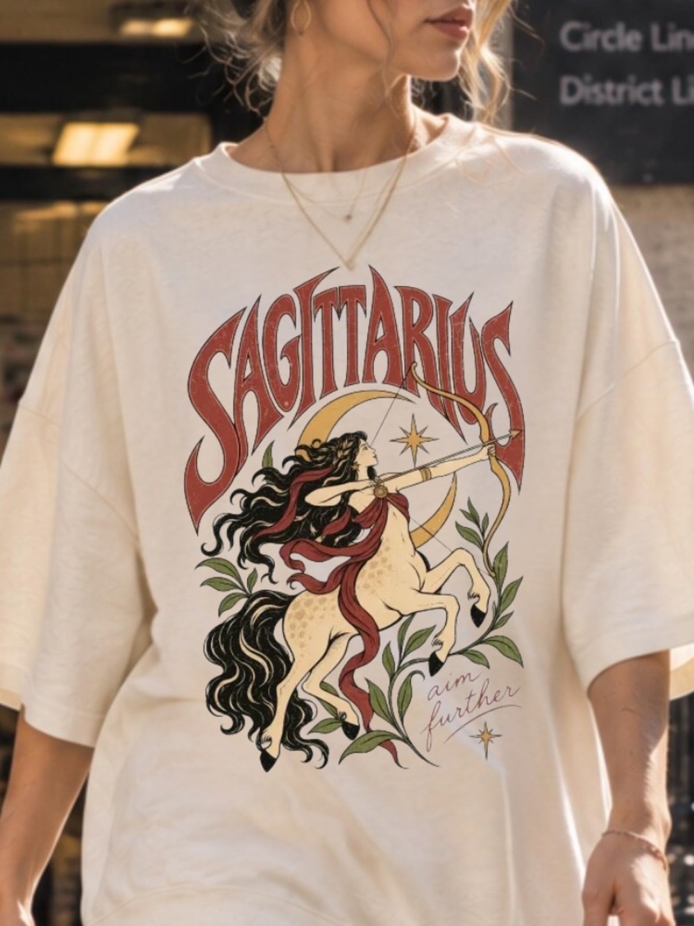 Comfort Colors Sagittarius Aim Further Centaur Zodiac Moon Leaves T-Shirt